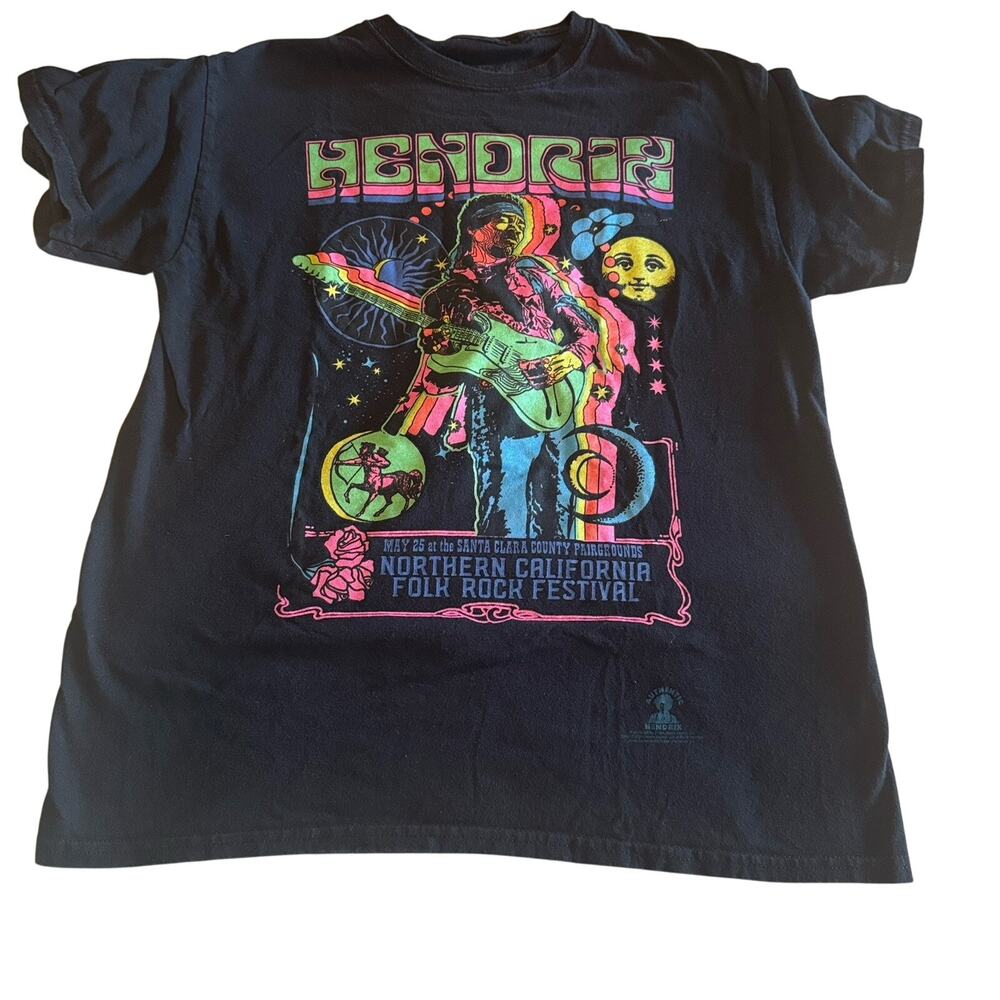 Liquid Blue Jimi Hendrix T-Shirt Mens M Short Sleeve Neon Glow In The Dark UV